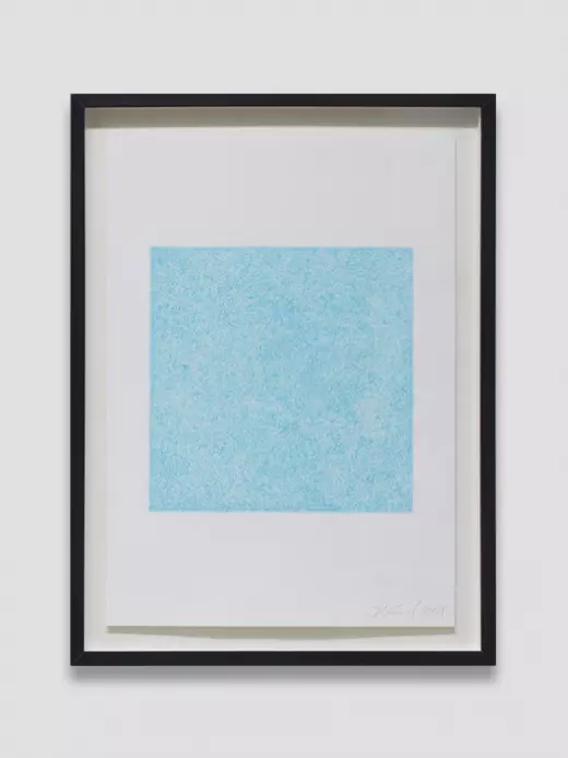 Cyan scribble filling a white square
