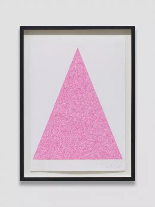 Pink scribble filling a white triangle