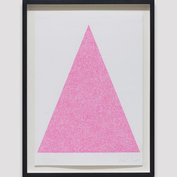 Pink scribble filling a white triangle