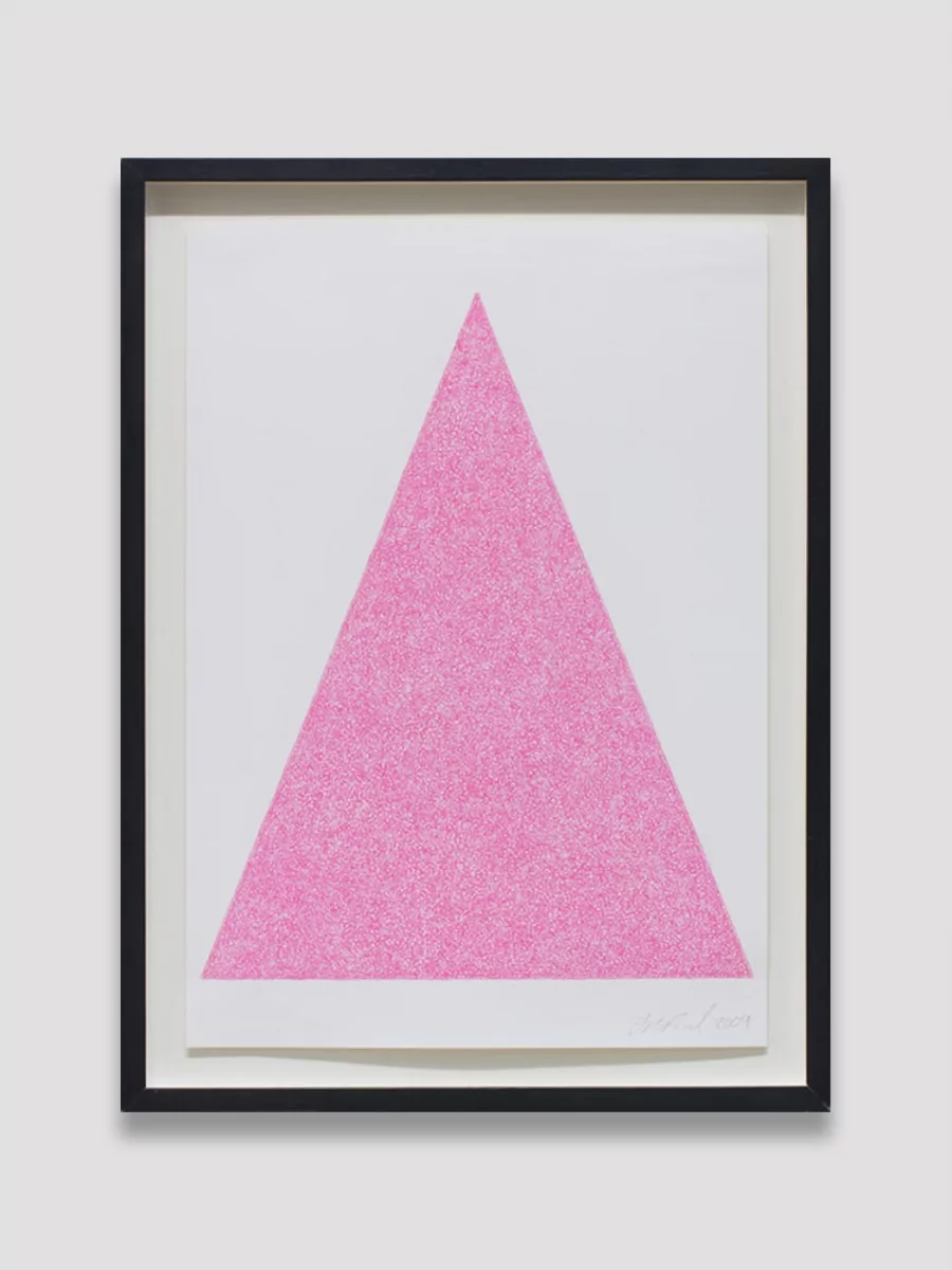 Pink scribble filling a white triangle