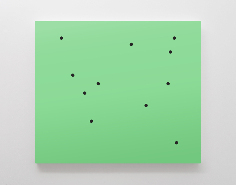 Untitled (11 black dots on green)