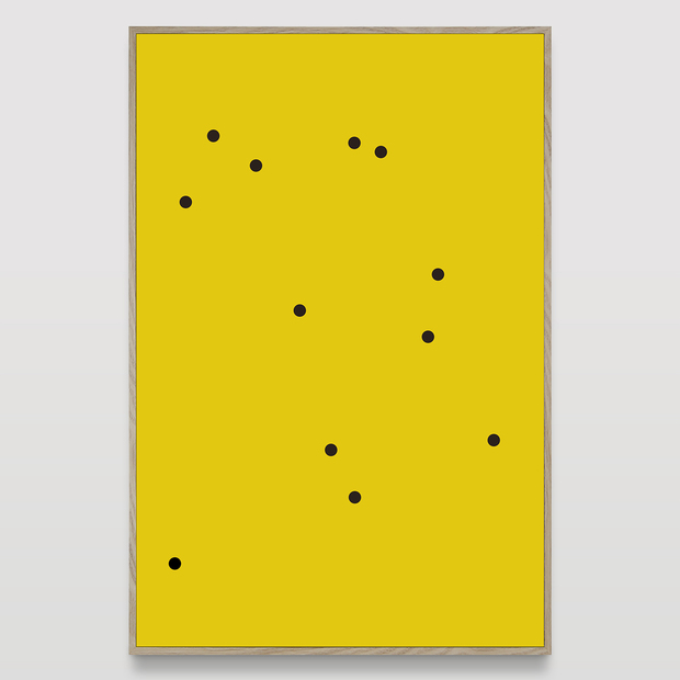 Untitled (12 black dots on yellow)