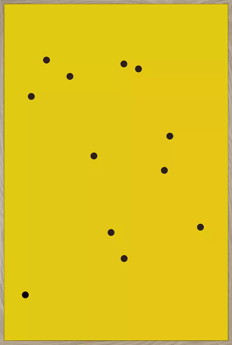 Untitled (12 black dots on yellow)