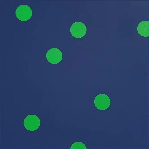 Untitled (7 green dots on blue)